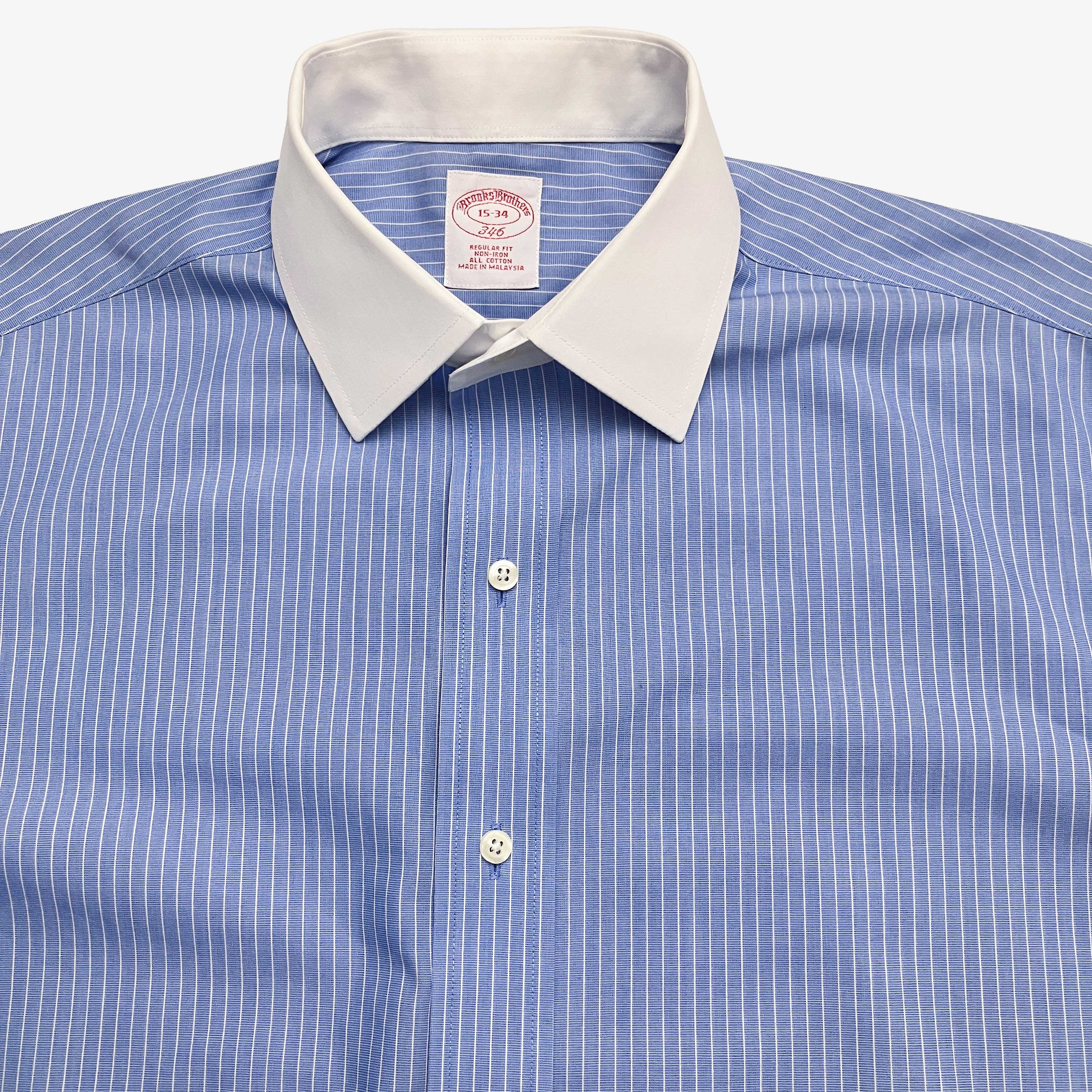 Collar and Non-Iron label on a Brooks Brothers 346 shirt