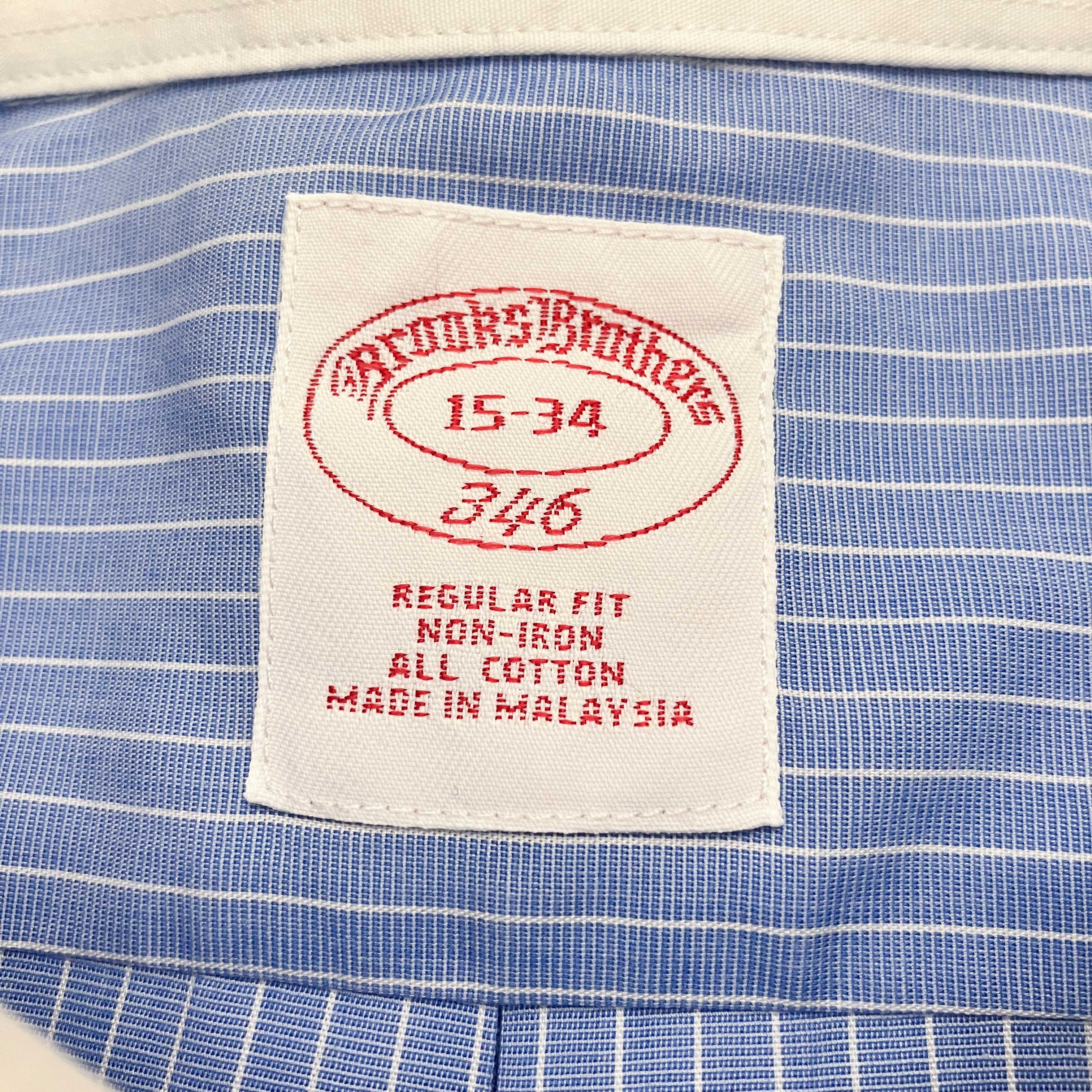 Brooks Brothers 346のシャツに付いたNon-Iron表記のタグ